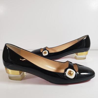 LOT 127M: Christian Louboutin Black Patent Leather Mary Jane Pumps
