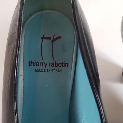 LOT 128M: Thierry Rabotin Stretch Heels & Peep Toe Leather Heels