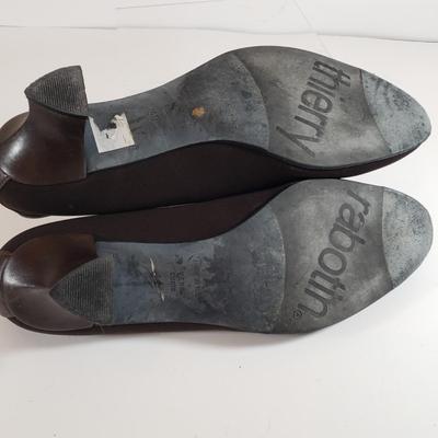 LOT 128M: Thierry Rabotin Stretch Heels & Peep Toe Leather Heels