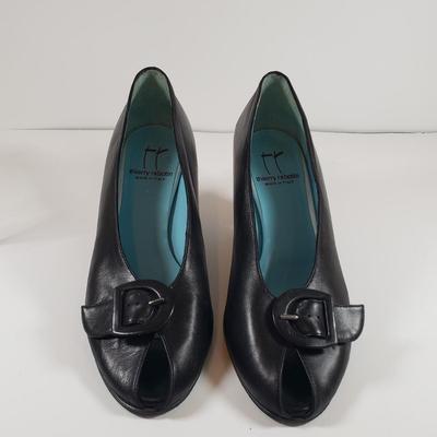 LOT 128M: Thierry Rabotin Stretch Heels & Peep Toe Leather Heels