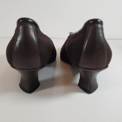 LOT 128M: Thierry Rabotin Stretch Heels & Peep Toe Leather Heels