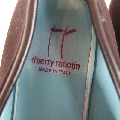 LOT 128M: Thierry Rabotin Stretch Heels & Peep Toe Leather Heels