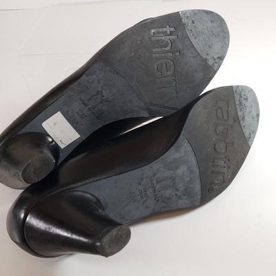 LOT 128M: Thierry Rabotin Stretch Heels & Peep Toe Leather Heels