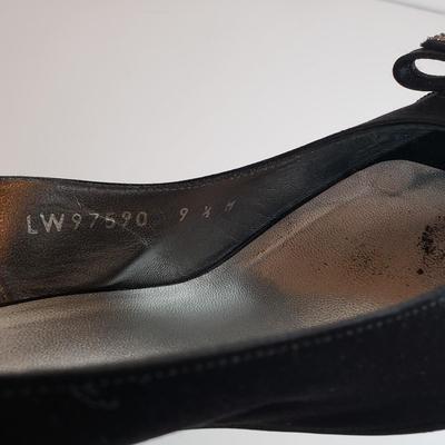 LOT 130M: Vintage Vaneli Black Satin Heels & Stuart Weitzman Rhinestone Black Satin Heels