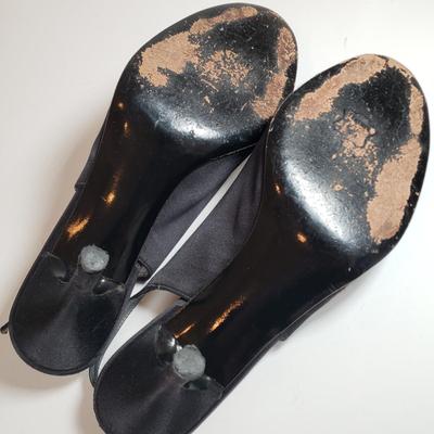 LOT 130M: Vintage Vaneli Black Satin Heels & Stuart Weitzman Rhinestone Black Satin Heels