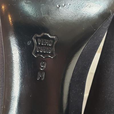 LOT 130M: Vintage Vaneli Black Satin Heels & Stuart Weitzman Rhinestone Black Satin Heels