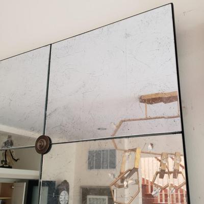 LOT 131D: John Richard Designer Mirror with Eglomise Panels and Brass Colored Accents