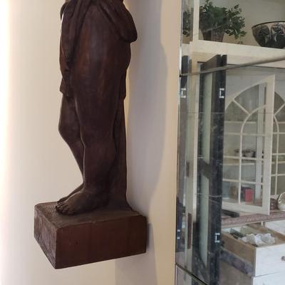 LOT 132D: Pair of Vintage Hand Carved Wooden Cherub Pillars/Statues