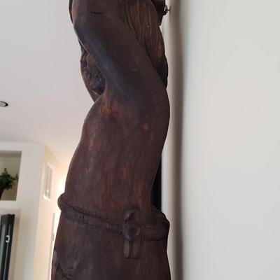 LOT 132D: Pair of Vintage Hand Carved Wooden Cherub Pillars/Statues