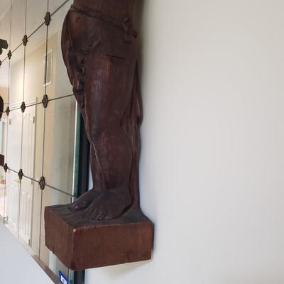 LOT 132D: Pair of Vintage Hand Carved Wooden Cherub Pillars/Statues