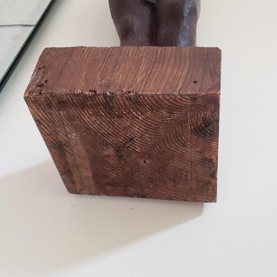 LOT 132D: Pair of Vintage Hand Carved Wooden Cherub Pillars/Statues