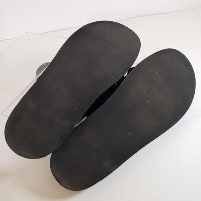 LOT 136M: Isaac Mizrahi Floral Slides & Pedro Garcia Black Suede Wedge Sandals