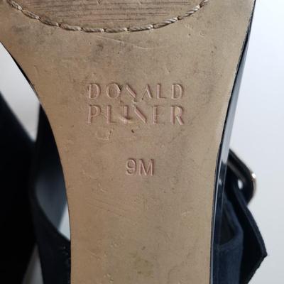 LOT 139M: Vintage Prevata Low Wedge Leopard Print Shoes & Donald Pliner Navy Wedge Sandals