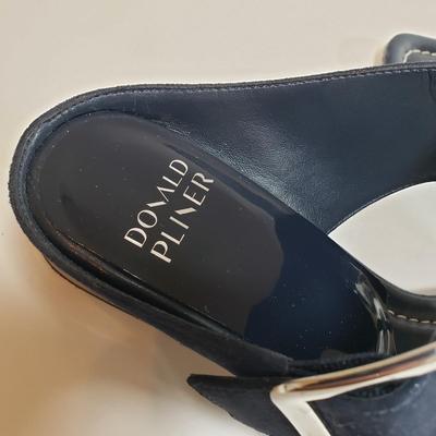 LOT 139M: Vintage Prevata Low Wedge Leopard Print Shoes & Donald Pliner Navy Wedge Sandals