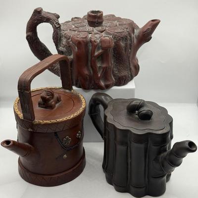 LOT 141F: Three Yixing Clay Teapots