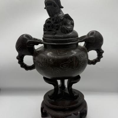 LOT 144F: Chinese Soapstone Fu Dog Jar