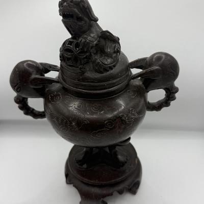 LOT 144F: Chinese Soapstone Fu Dog Jar