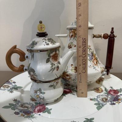 LOT 145F: MacKenzie Childs Collection: 1995 Tray & Teapot w/ 1983 Coffee Warmer