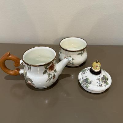 LOT 145F: MacKenzie Childs Collection: 1995 Tray & Teapot w/ 1983 Coffee Warmer