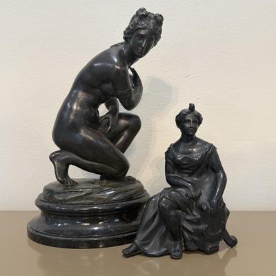 LOT 147F: Marble Woman Statue & Small Porcelain Statue