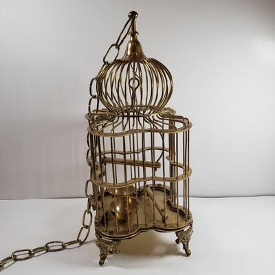 LOT 159M: Vintage Brass Birdcage on Chain