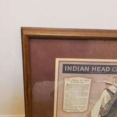LOT 160M: Indian Head Cloth Framed Advertisement Print by Marjory C. Woodbury