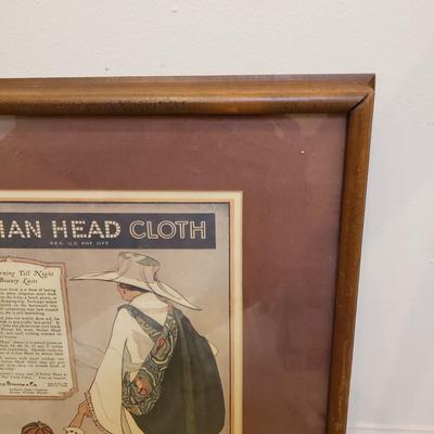 LOT 160M: Indian Head Cloth Framed Advertisement Print by Marjory C. Woodbury