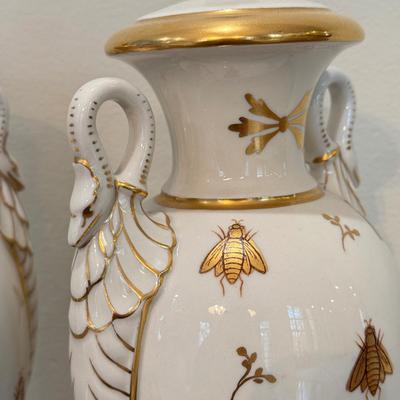 LOT 161F: Pair of French Napoleon Porcelain Sculptures w/ Bee Motif