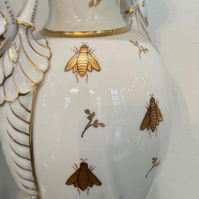 LOT 161F: Pair of French Napoleon Porcelain Sculptures w/ Bee Motif