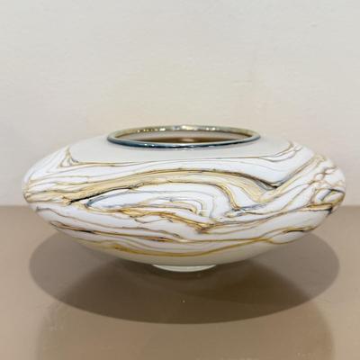 LOT 162F: Signed Art Glass Flat Bowl