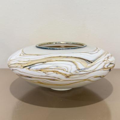 LOT 162F: Signed Art Glass Flat Bowl
