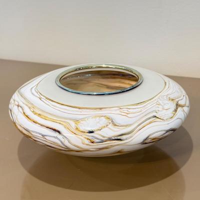 LOT 162F: Signed Art Glass Flat Bowl