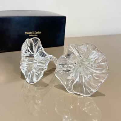 LOT 163F: Signed Art Glass Jack in the Pulpit Sculpture & Pair of Glass Flowers by Timothy E Landers