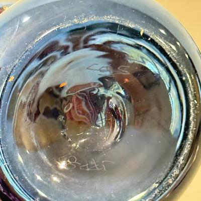 LOT 163F: Signed Art Glass Jack in the Pulpit Sculpture & Pair of Glass Flowers by Timothy E Landers