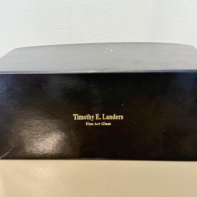 LOT 163F: Signed Art Glass Jack in the Pulpit Sculpture & Pair of Glass Flowers by Timothy E Landers