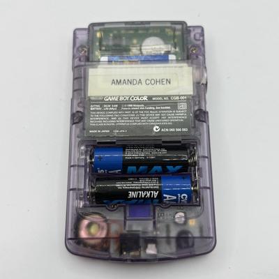 LOT 166F: Nintendo GameBoy Color Transparent Purple Model CGB-0010 (Works, Missing battery cover), Super Mario Bros Deluxe & 101...