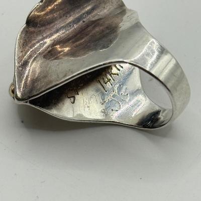 LOT 167J: Size 7 Artisan Ring Signed JG #7N Sterling 14kt (15.37g)