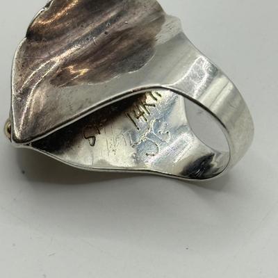 LOT 167J: Size 7 Artisan Ring Signed JG #7N Sterling 14kt (15.37g)