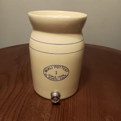 MIALI POTTERY CROCK BEVERAGE DISPENSER 10" TALL