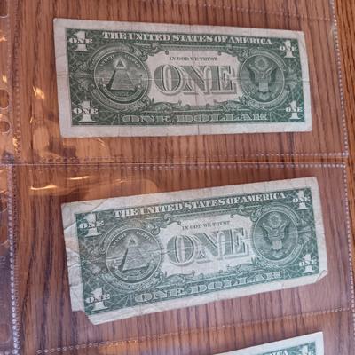 TWELVE SILVER CERTIFICATE 1 DOLLAR BILLS