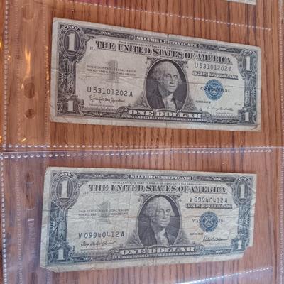 TWELVE SILVER CERTIFICATE 1 DOLLAR BILLS