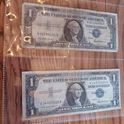 TWELVE SILVER CERTIFICATE 1 DOLLAR BILLS