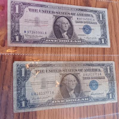 TWELVE SILVER CERTIFICATE 1 DOLLAR BILLS