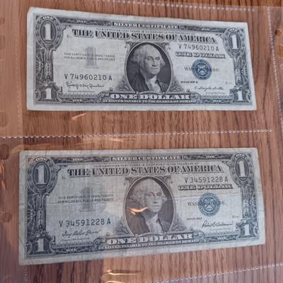 TWELVE SILVER CERTIFICATE 1 DOLLAR BILLS