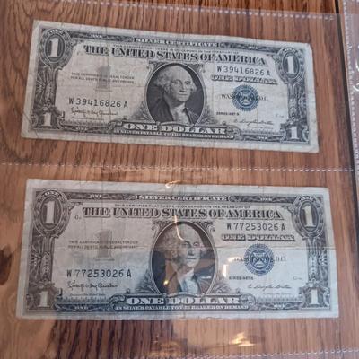 FIFTEEN SILVER CERTIFICATE 1 DOLLAR BILLS