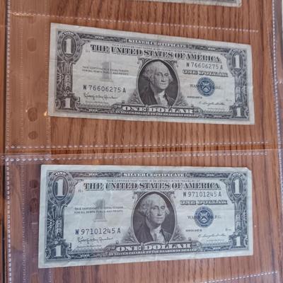 FIFTEEN SILVER CERTIFICATE 1 DOLLAR BILLS