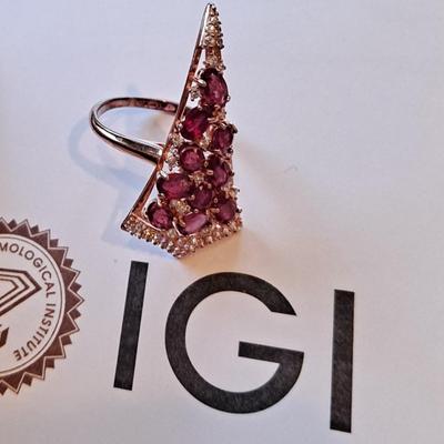 IGI CERTIFIED Natural ruby pizza ring!