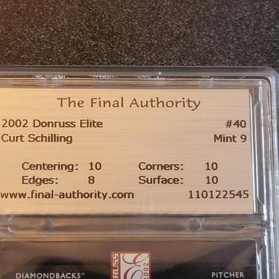 Sale Photo Thumbnail #21: 2002 Donruss Elite Mint 9 Curt Schilling (Diamond Back) The Final Authority Gold label