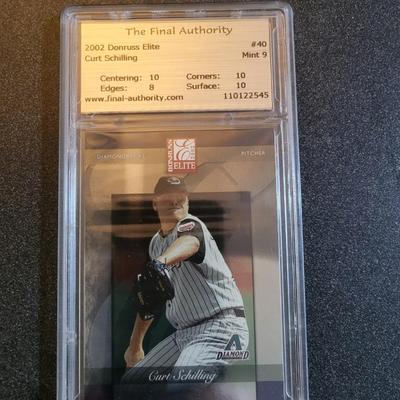 Sale Photo Thumbnail #23: 2002 Donruss Elite Mint 9 Curt Schilling (Diamond Back) The Final Authority Gold label