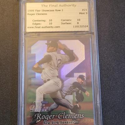 Sale Photo Thumbnail #34: 1999 Flair Showcase Row 2 Mint 9 Roger Clemens The Final Authority Silver